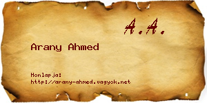 Arany Ahmed névjegykártya